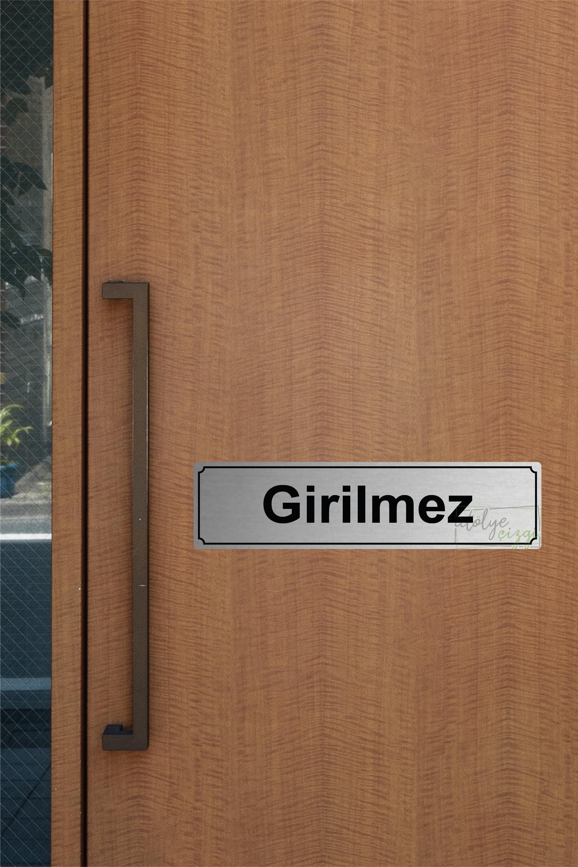 Girilmez%20Yönlendirme%20Levhası%2020%20cm%20x%205%20cm%20Gümüş%20Fırçalı%20Metal