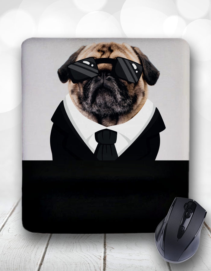 Köpek%20Pug%20in%20Black%20Dikdörtgen%20Bilek%20Destekli%20Mouse%20Pad