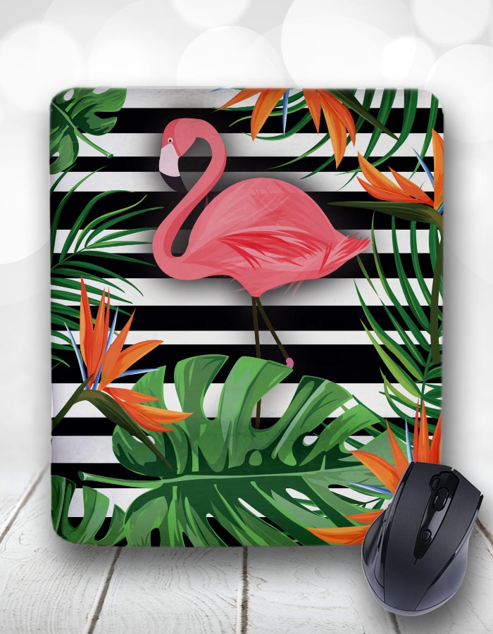 Retro%20Flamingo%20Jungle%20Dikdörtgen%20Bilek%20Destekli%20Mouse%20Pad